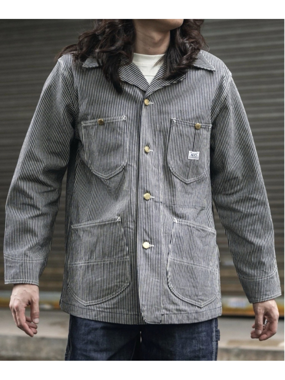 Bronson Non Stock 1936 91-J Railroad Work Jacket Denim Hickory stripe 40USA SHIP